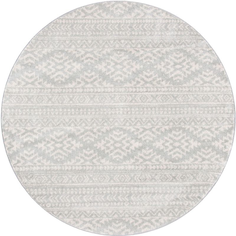 Tulum TUL272 Power Loomed Area Rug - Light Grey/Ivory - 3' round - Safavieh.