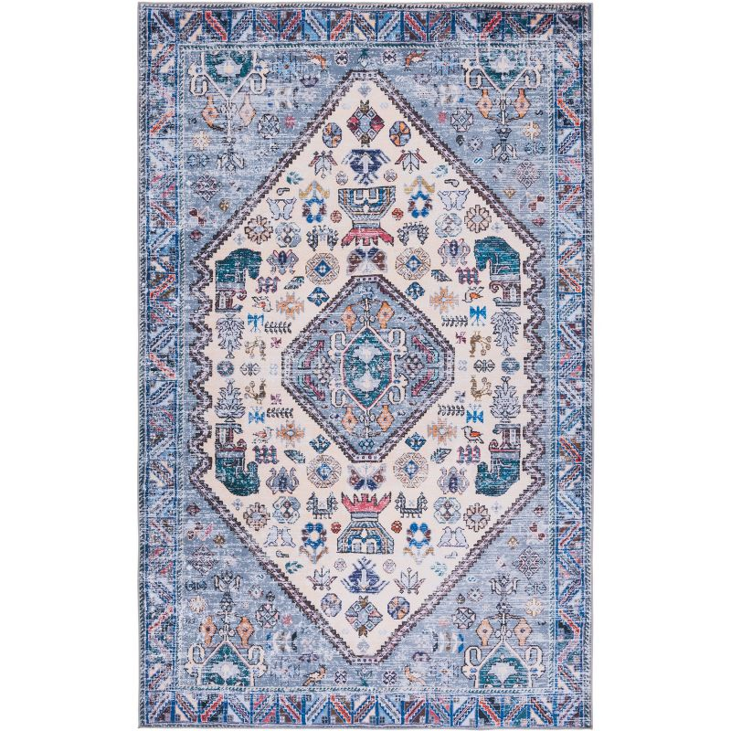 Tucson TSN194 Power Loomed Machine Washable Area Rug - Beige/Grey - 4'x6' - Safavieh.