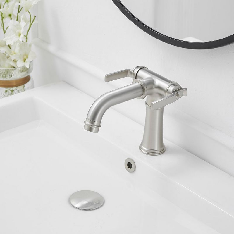 BWE Double Handle Industrial Style Bathroom Faucet Lavatory Mixer Tap Commercial Vanity