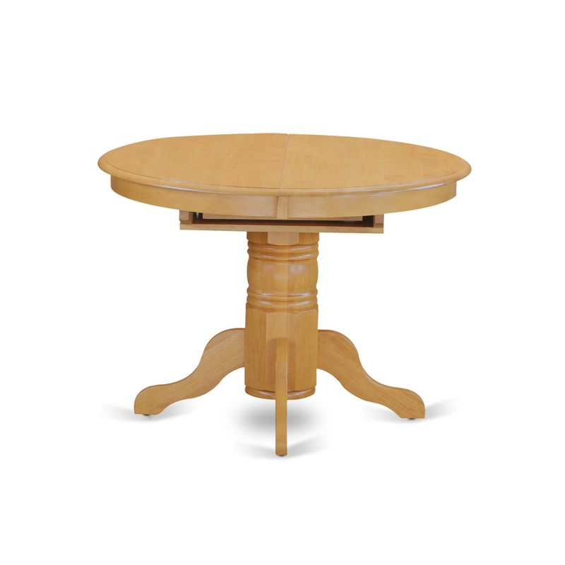 East West Furniture AVT-OAK-TP a Pedestal Oval Table with 18" Butterfly leaf, Oak