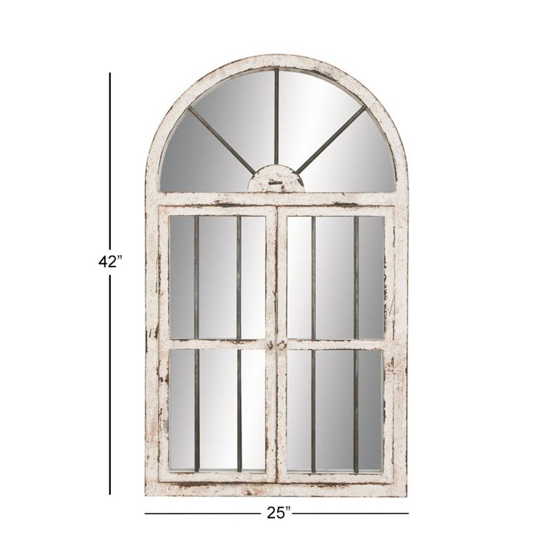 25" x 42" Distressed Wood Arched Window Wall Mirror White - Olivia & May: Antiqued Finish, MDF Frame, No Assembly Required