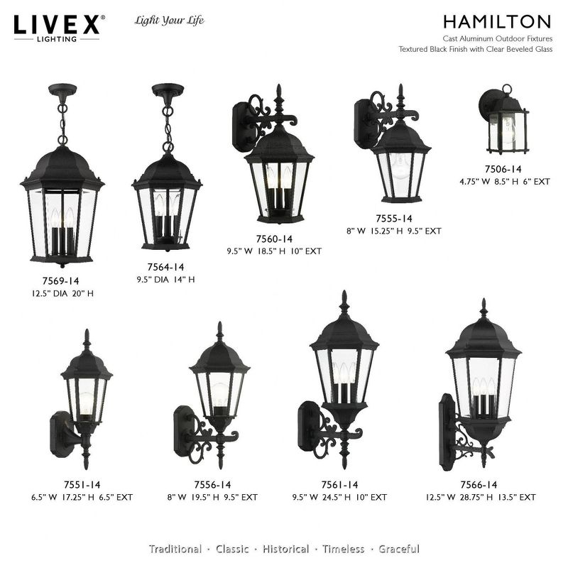 Livex Lighting Hamilton 1 - Light Wall Light in  Textured Black