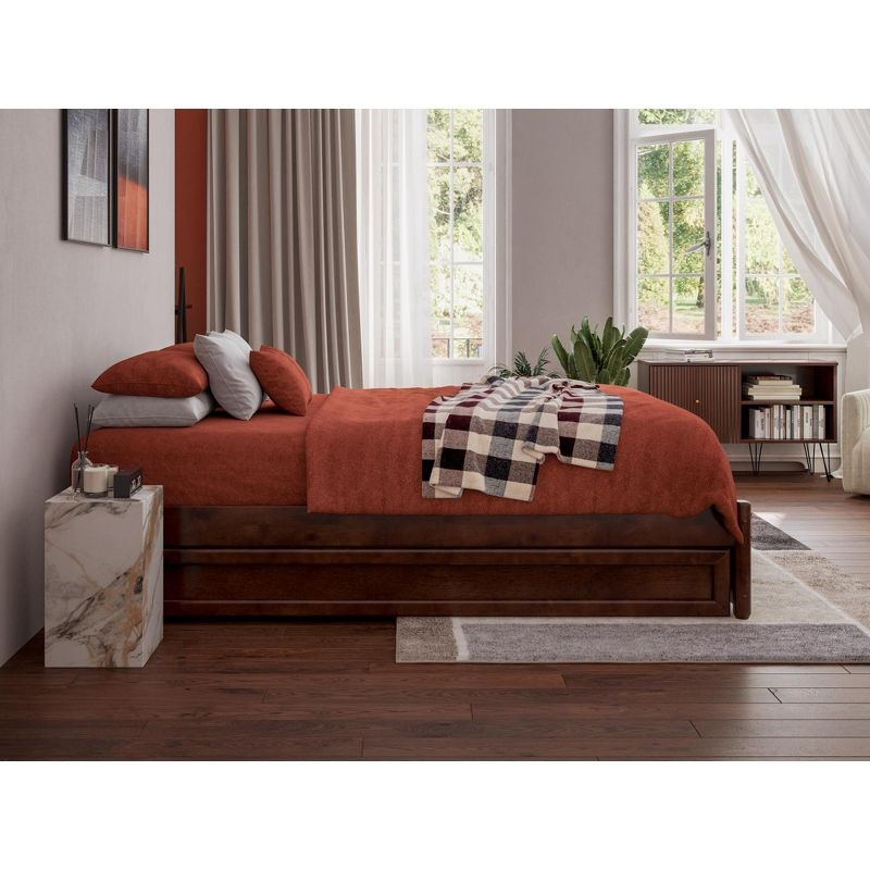 AFI Furnishings Full Panel Platform Bed with Twin Trundle in Walnut