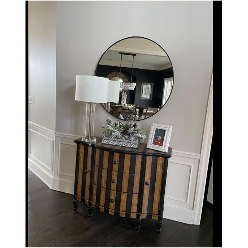 USHOWER 36" Black Round Wall Mirror - Metal Frame Circle Mirror for Bathroom, Bedroom, Living Room, and Entryway Decor