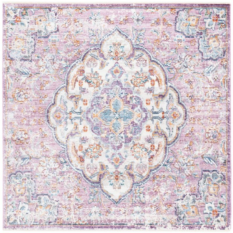 Illusion ILL711 Power Loomed Area Rug - Cream/Rose - 4'x4' - Safavieh