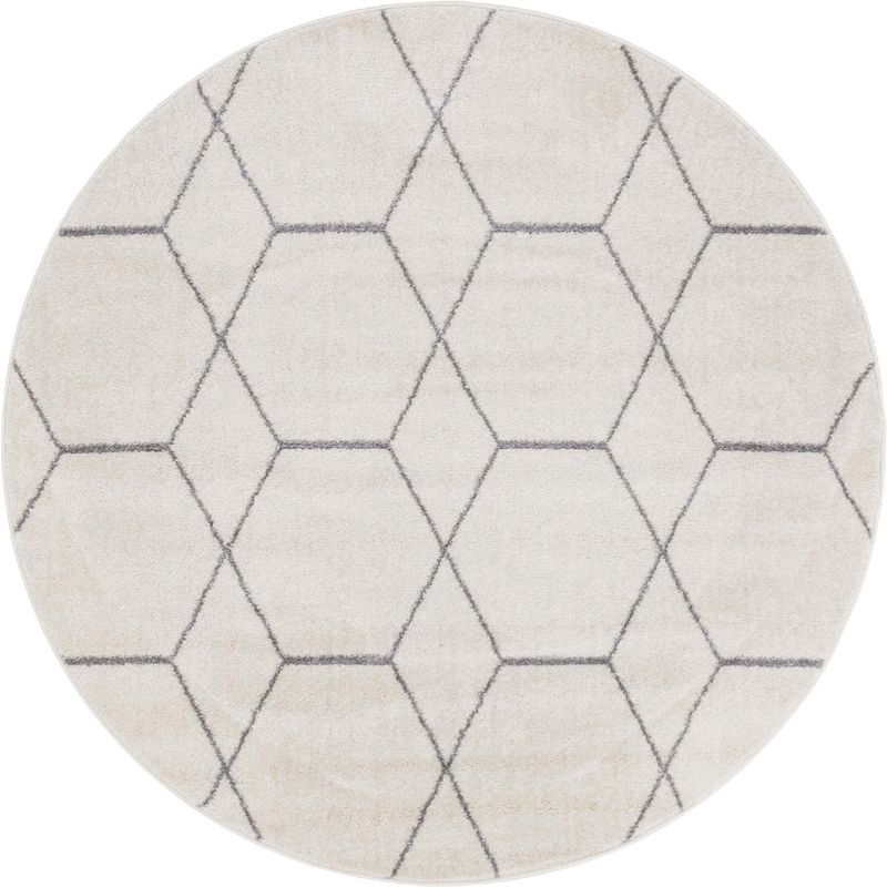 Unique Loom 4' 0 x 4' 0 Trellis Frieze Ivory Area Rug