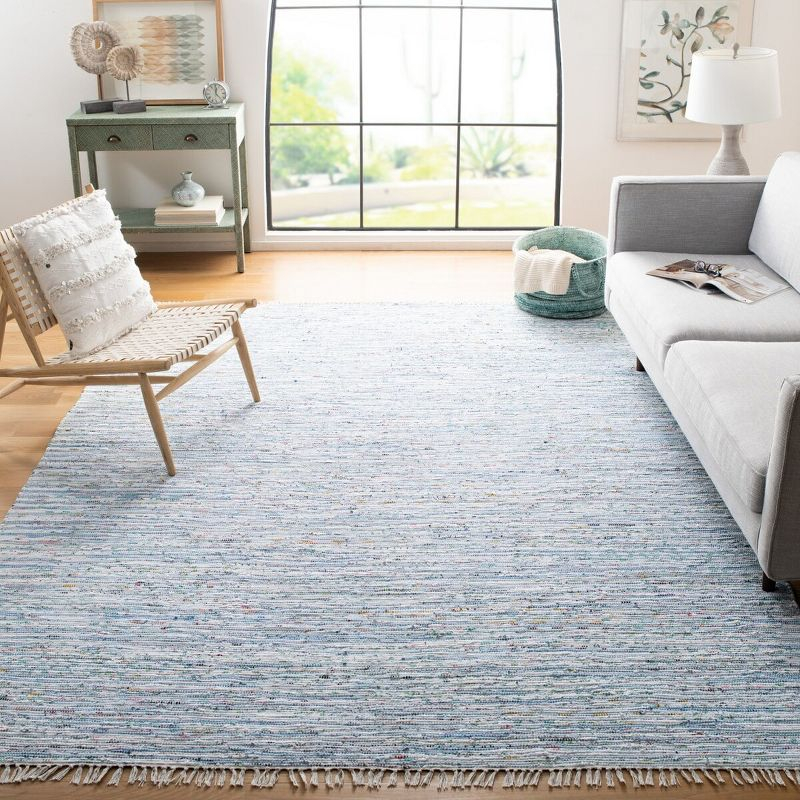 Rag Rug RAR125 Hand Woven Indoor Area Rug - Light Blue/Multi - 8'9"x11'9" - Safavieh.