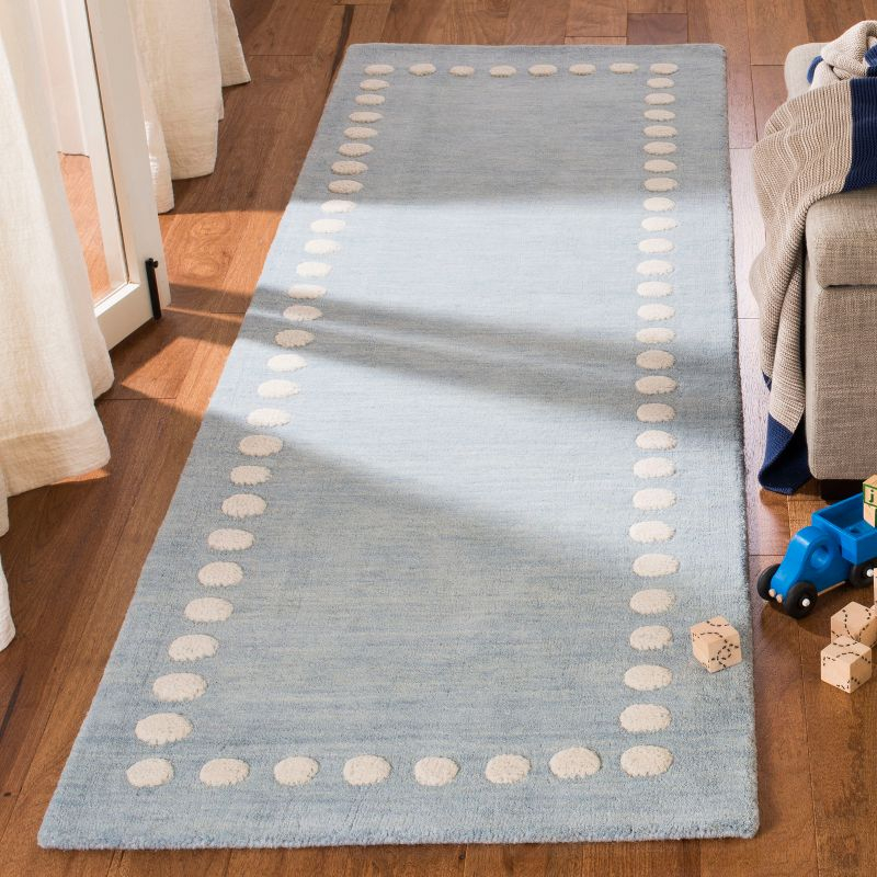 Safavieh Kids SFK802 Hand Loomed Indoor Runner Rug - Blue/Ivory - 2'6"x8' - Safavieh