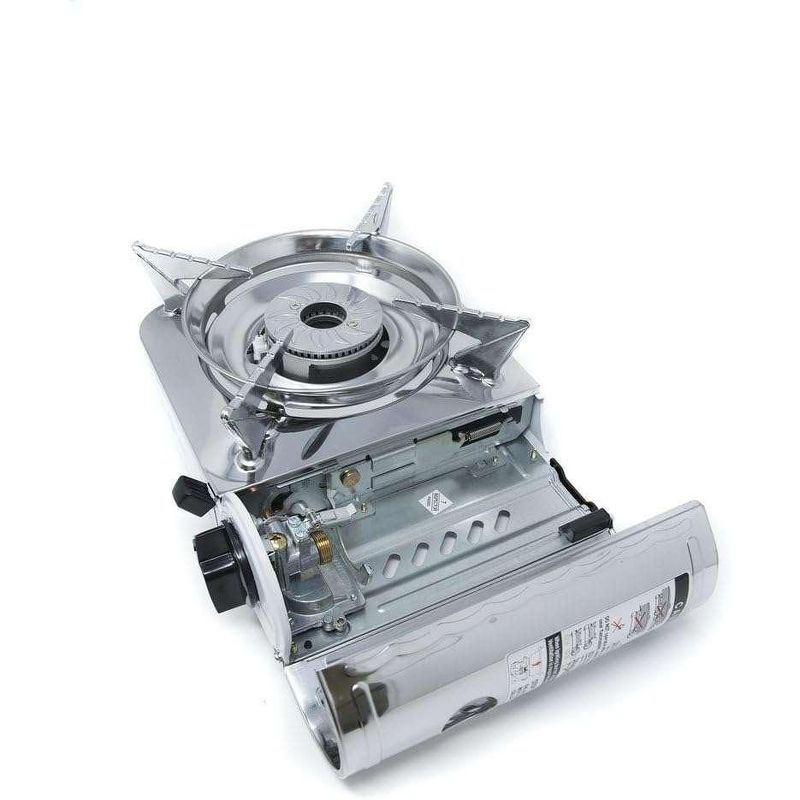 GasOne Emergency Gear Camping Mini Butane Portable Gas Stove with Carrying Case, Stainless Steel, White, GS-800