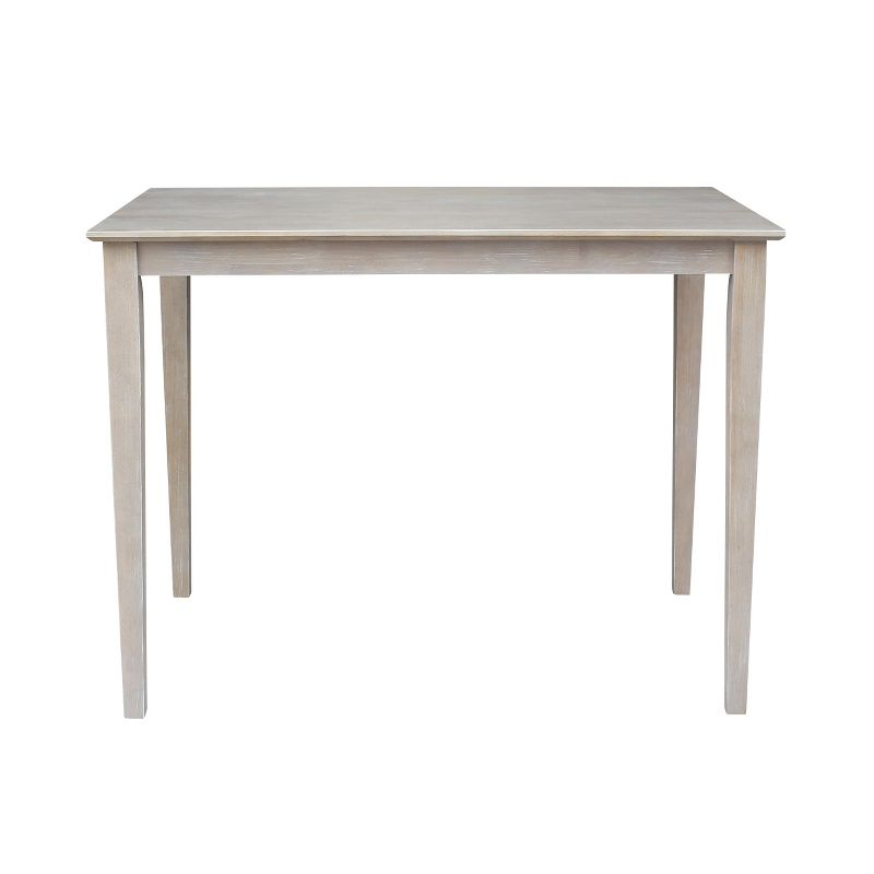 Solid Wood 30" X 48" Counter Height Table Washed Gray Taupe - International Concepts: Parawood, Non-Extension, Modern Style