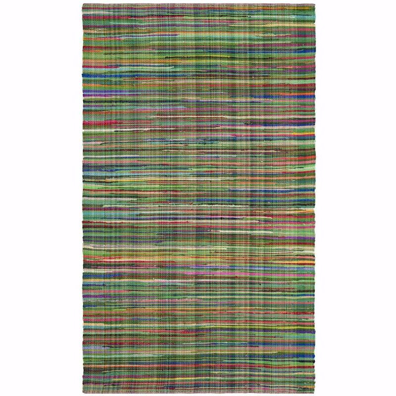 Rag Rug RAR240 Hand Woven Indoor Area Rug - Green/Multi - 5'x8' - Safavieh.