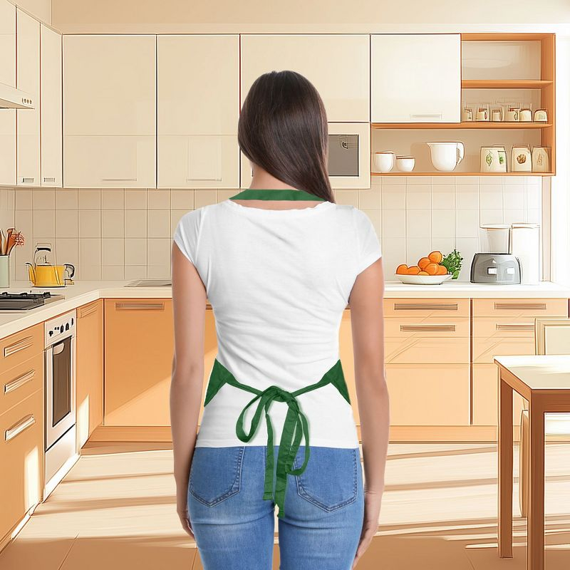 Dalix Waist Aprons Commercial Restaurant Home Bib Spun Poly Cotton Kitchen (3 Pockets) in Dark Green
