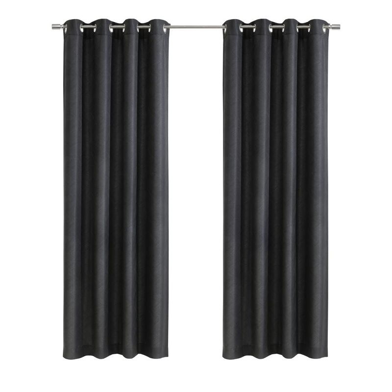 Habitat Abstract Light Filtering Exclusive Geometric Jacquard Grommet Curtain Panel 52" x 84" Charcoal