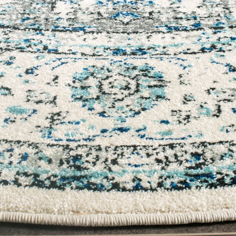 Evoke EVK220 Power Loomed Area Rug - Ivory/Grey - 6'7" Round - Safavieh.