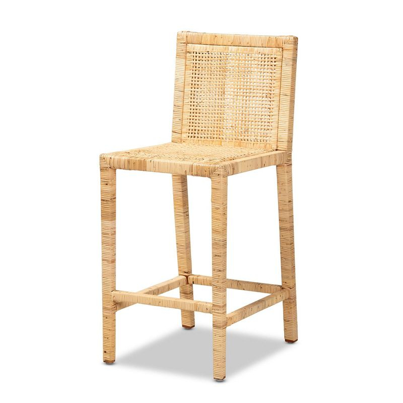 Sofia Wood and Rattan Counter Height Barstool Natural - bali & pari