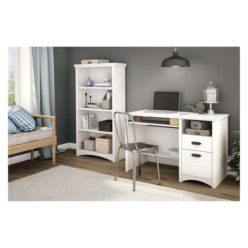 57.75" Gascony 4 Shelf Bookcase White - South Shore: Laminated, Adjustable, Anti-Tip