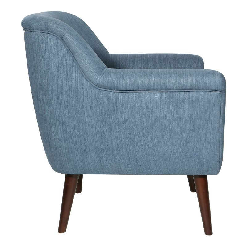 Dane Accent Chair with Dark Coffee Finish Legs Blue Steel - OSP Home Furnishings: Mid-Century Modern, Polyester, Wood Frame