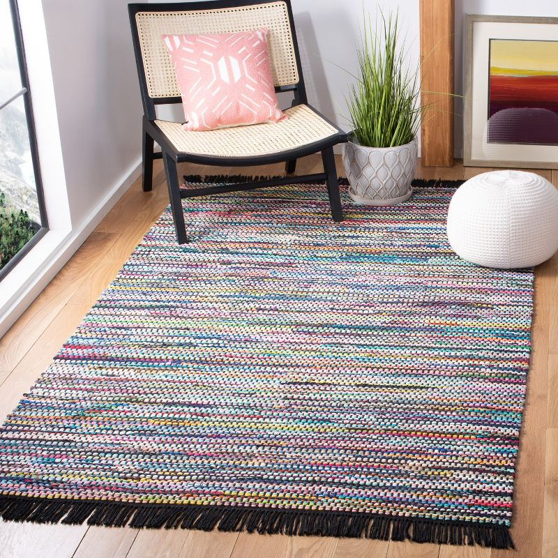 Montauk MTK251 Hand Woven, Flat Weave Indoor Accent Rug - Black/Pink - 4'x6' - Safavieh
