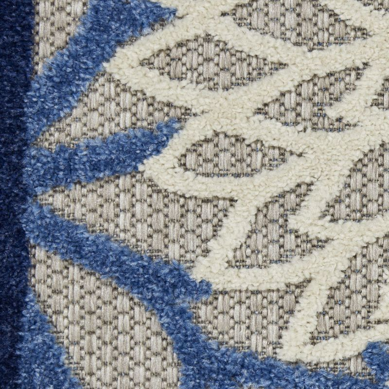 Nourison Aloha Floral Bloom Flatweave High-Low Indoor Outdoor Area Rug Blue/Multicolor 6' x 9'