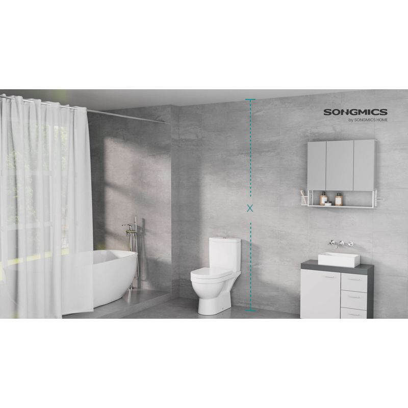 SONGMICS Bathroom Organizer 4-Tier, Over The Toilet Storage Shelf, 4 Height Adjustable and Extendable Shelves, 35.4 to 122.1 Inch Tall,Pearl White