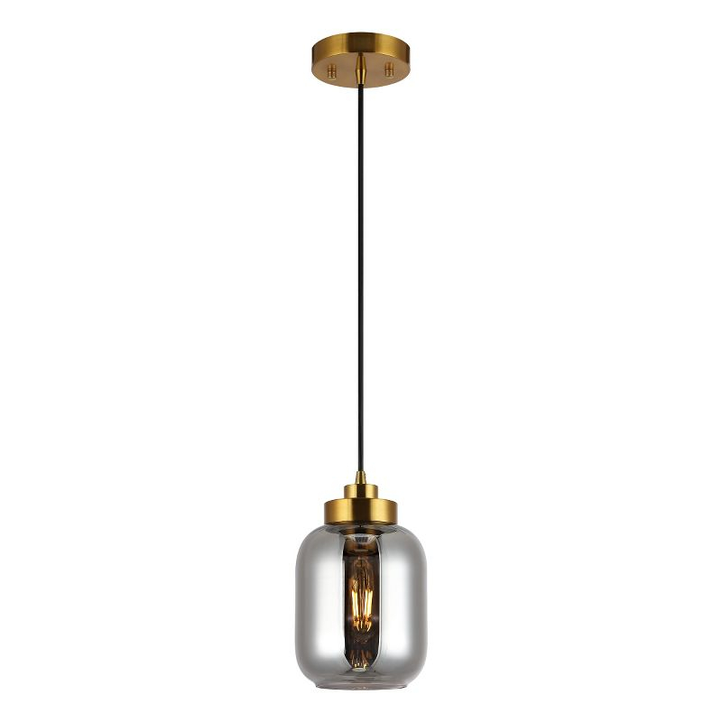 Ethyx 6" Pendant - PND4143 - Smoke Grey/Brass - Safavieh