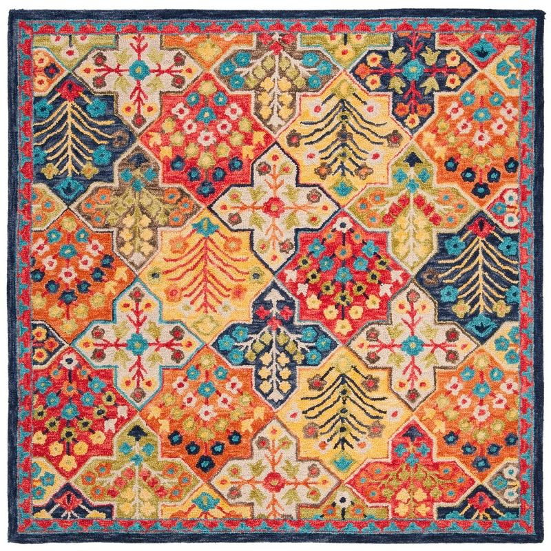 Aspen APN514 Hand Tufted Area Rug - Blue/Orange - 9'x9' - Safavieh.