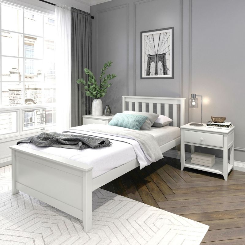 Plank+Beam Classic Solid Wood Twin Platform Bed Frame with Slatted Headboard