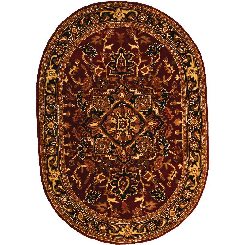 Classic CL763 Hand Tufted Area Rug - Red/Navy - 7'6"x9'6" Oval - Safavieh.