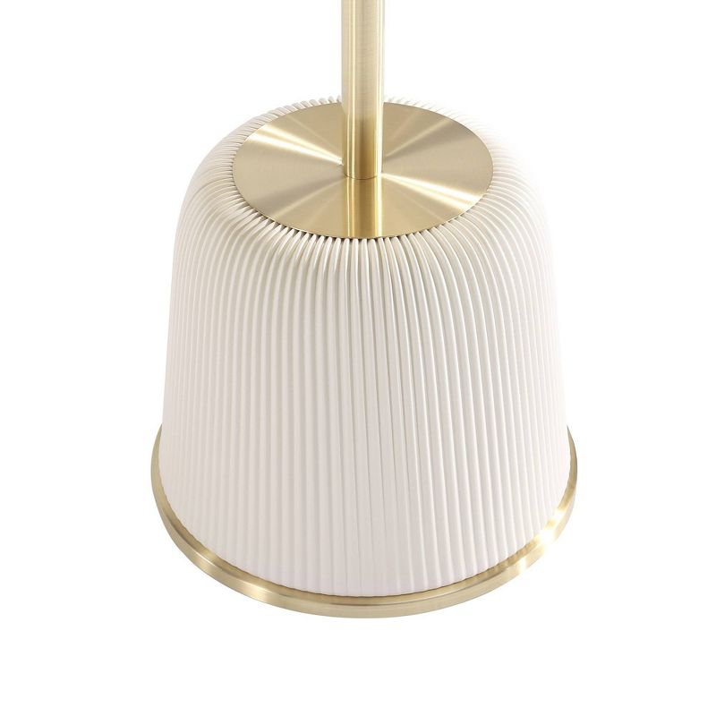 Manhattan Comfort Anderson Modern Leatherette Upholstered End Table with Gold Tabletop Cream: Round, No Assembly, Stainless Steel