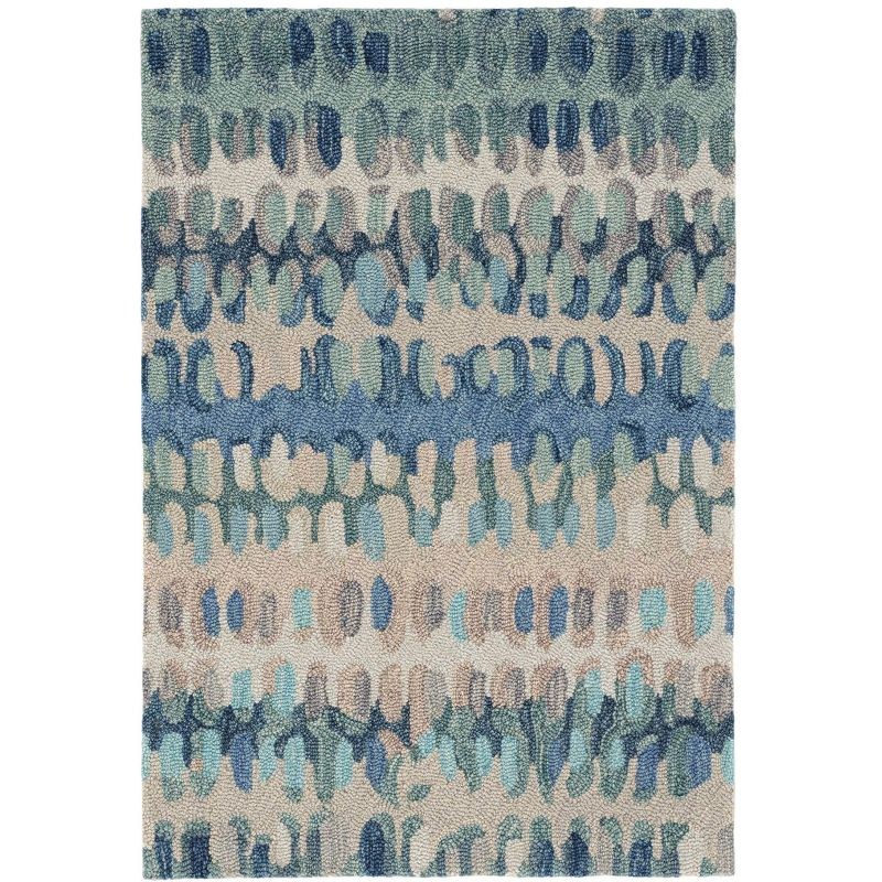 Paint Chip Abstract Hand Wool Indigo/Denim/Beige Area Rug
