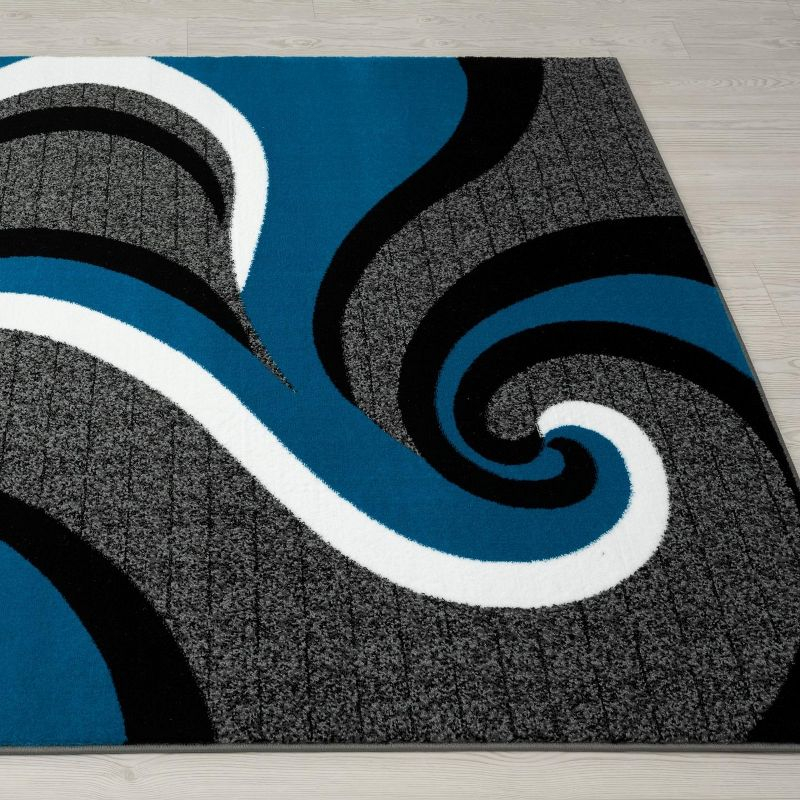 Luxe Weavers Contemporary Abstract Geometric Swirl Area Rug, Turquoise 4x5