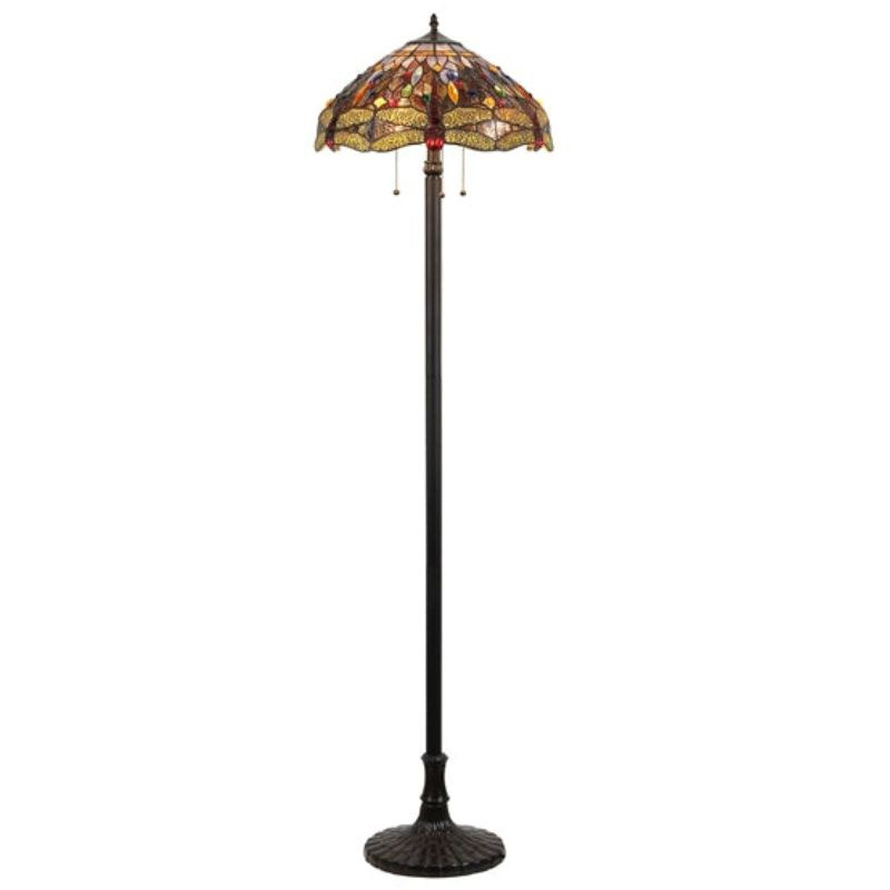Chloe Lighting Dragan Tiffany-style 3 Light Dragonfly Floor Lamp 18" Shade