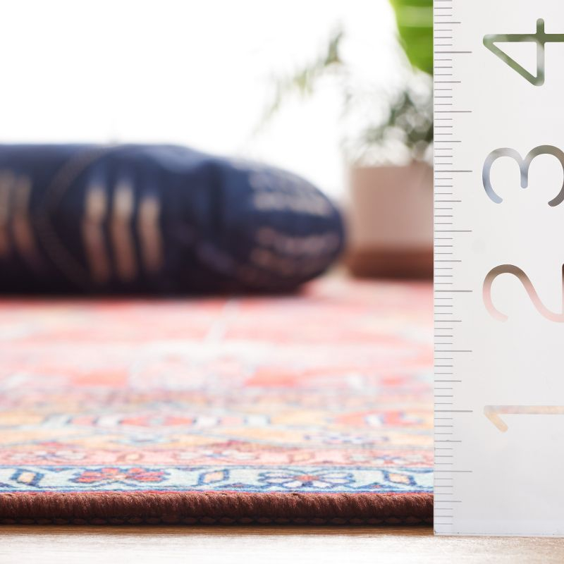 Tucson TSN152 Power Loomed Indoor Machine Washable Area Rug - Rust/Navy - 8'x10' - Safavieh