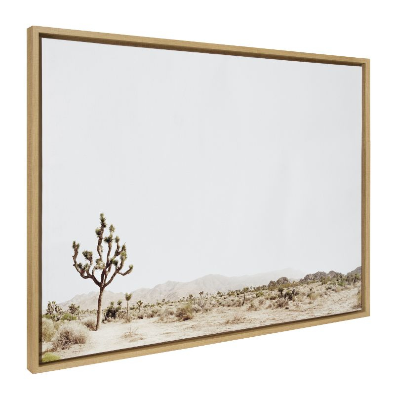 Kate and Laurel Sylvie Lone Joshua Tree Framed Canvas by Amy Peterson Art Studio, 28x38, Natural