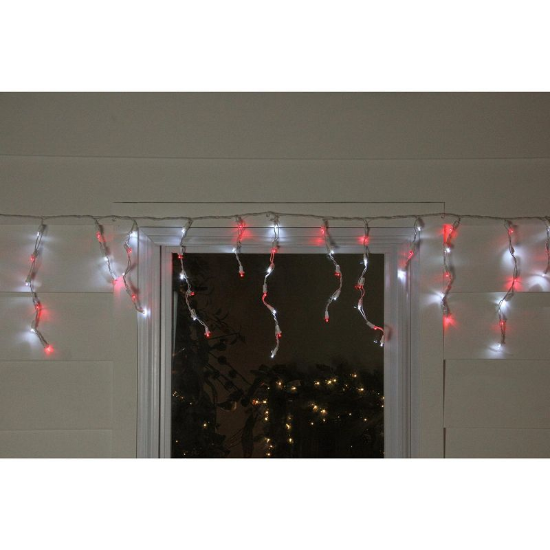 Northlight 100ct Wide Angle LED Icicle String Lights Red/Pure White - 6.75' White Wire