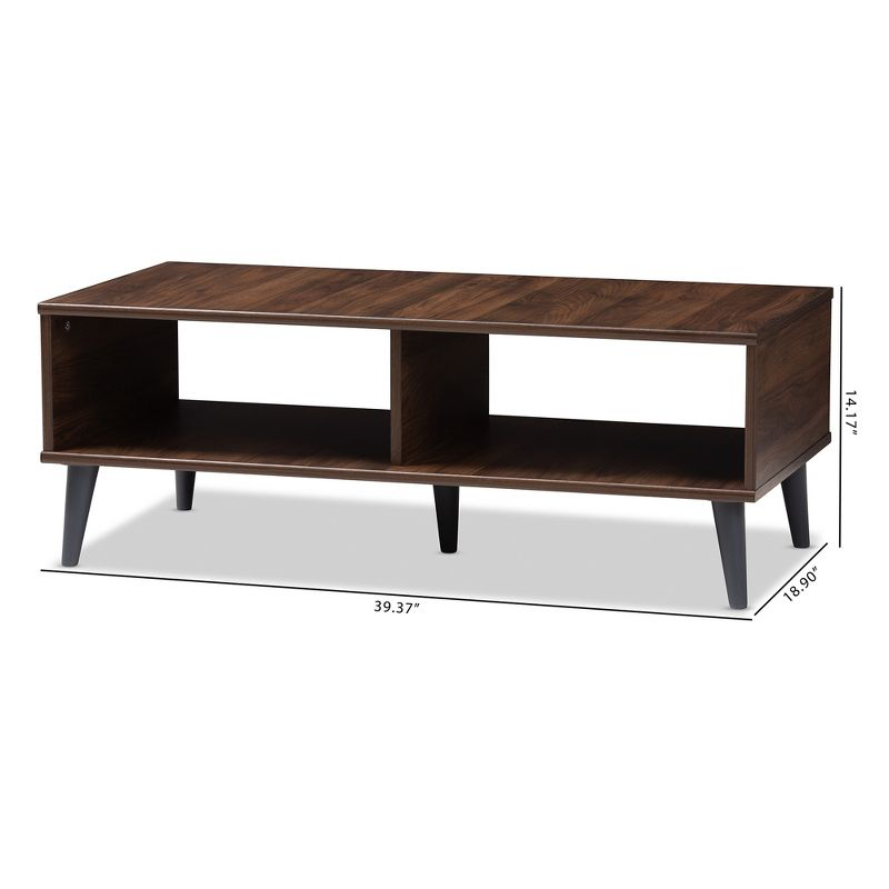 Pierre Coffee Table Dark Brown/Gray - Baxton Studio: Mid-Century Modern Storage, Tapered Legs