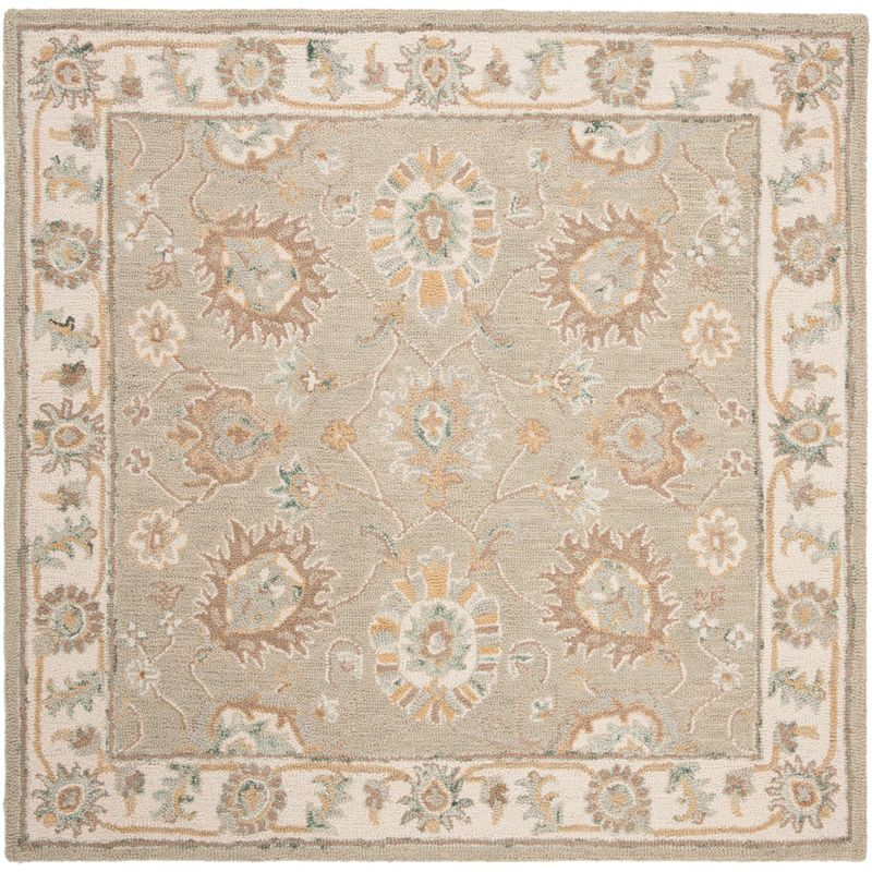 Blossom BLM702 Hand Tufted Area Rug - Sage/Ivory - 6'x6' - Safavieh.