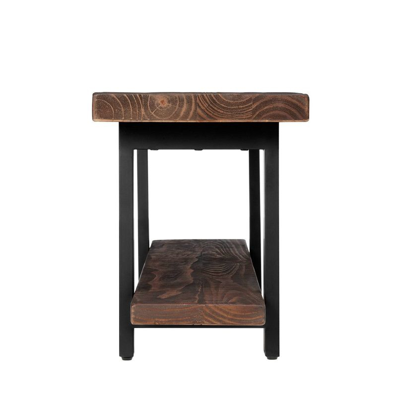 48" Pomona Solid Wood and Metal Entryway Bench Brown - Alaterre Furniture: Rustic Style, 2-Seater with Storage, Spot Clean