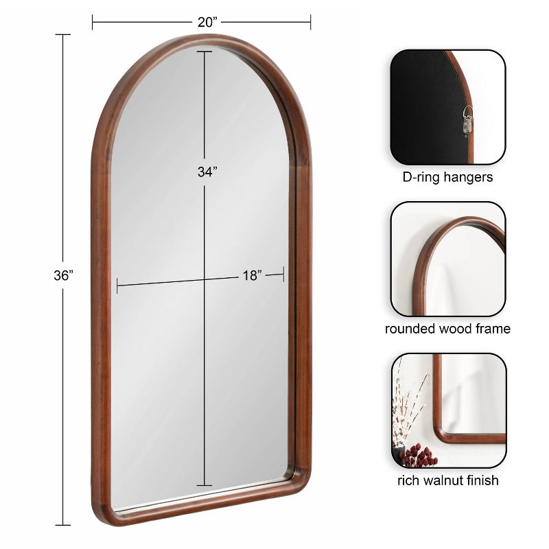 Kate & Laurel All Things Decor 20"X36" Talma Arched Wall Mirror Walnut Brown