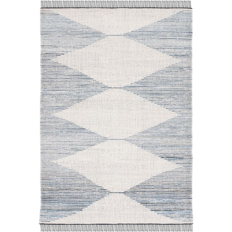 Kilim With Fringes KLM309 Flat Weave Area Rug - Blue/Ivory - 8'x10' - Safavieh