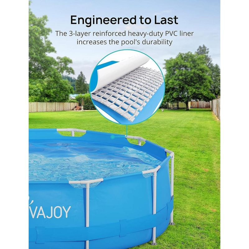 EVAJOY 12ft X 30in Metal Frame Above Ground Swimming Pool with Steel Frame Blue