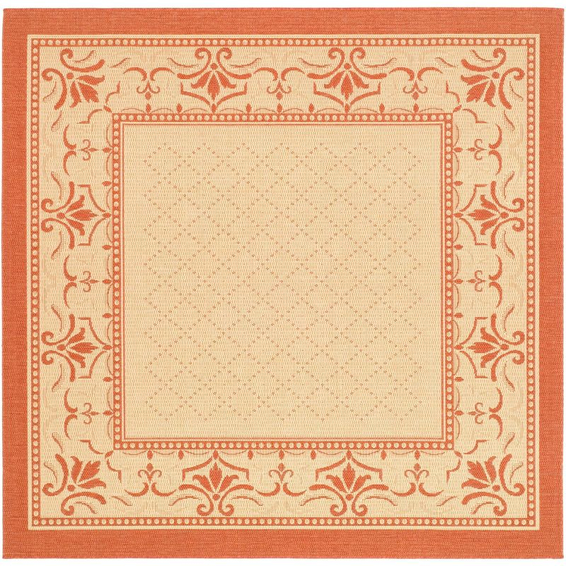 Courtyard CY0901 Power Loomed Indoor and Outdoor Area Rug - Natural/Terra - 7'10"x7'10" - Safavieh