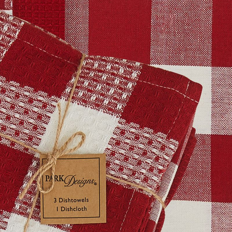 Park Designs Buffalo Check Dishtowel Set - Red & Cream