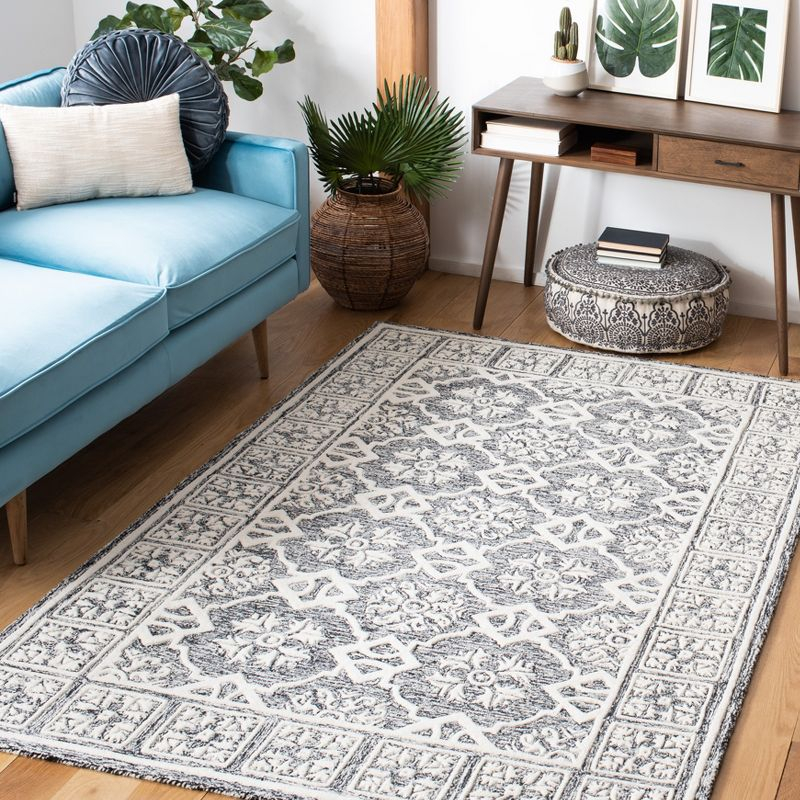 Metro MET851 Hand Tufted Indoor Area Rug - Black/Ivory - 6'x6' - Safavieh