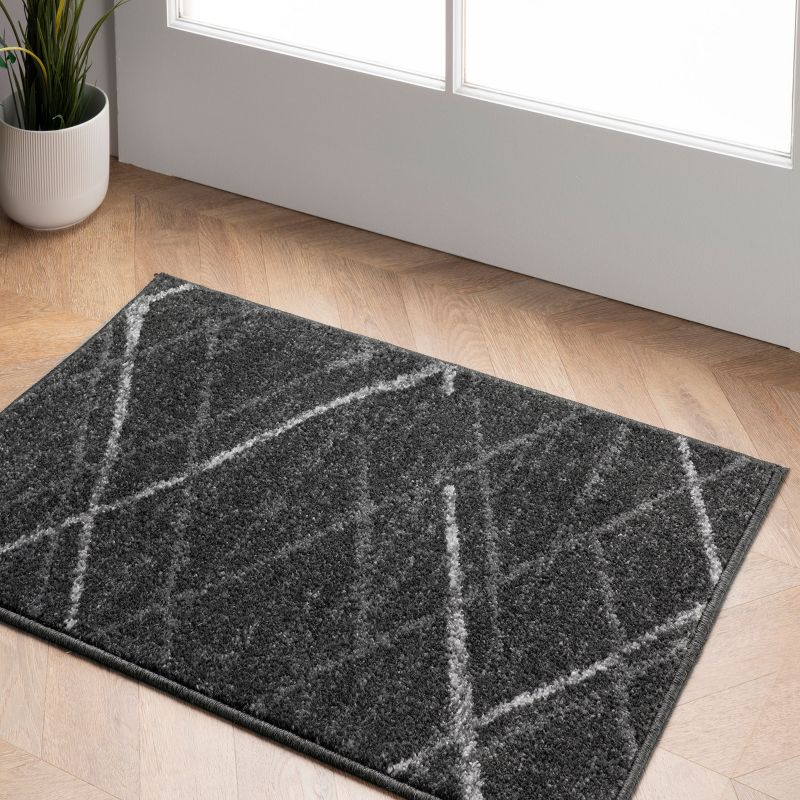 Nuloom 2x3 Thigpen Contemporary Indoor Area Rug, Charcoal, Abstract Lines, Non-Slip Backing, Stain Resistant, Bedroom Living Room, Kitchen