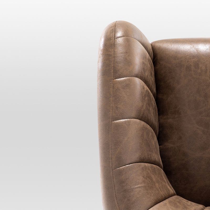 eLuxury Sawyer Channel Living Room Chair, Brown Faux Leather