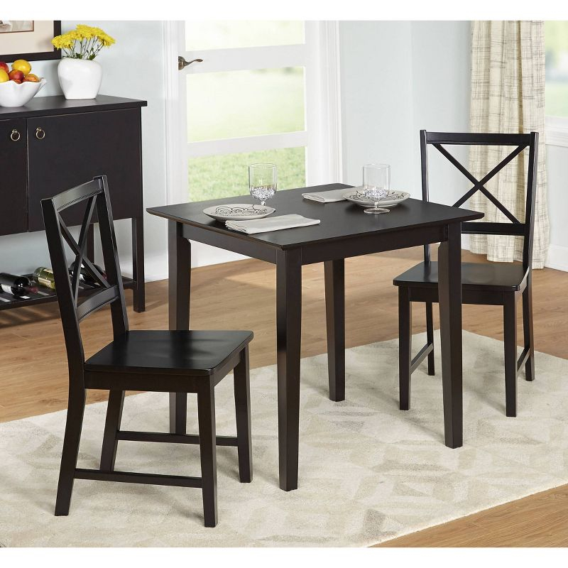 Set of 2 Virginia Farmhouse Crossback Dining Chair Black - Buylateral: Rubberwood, Armless, Modern Style, 35.25"H