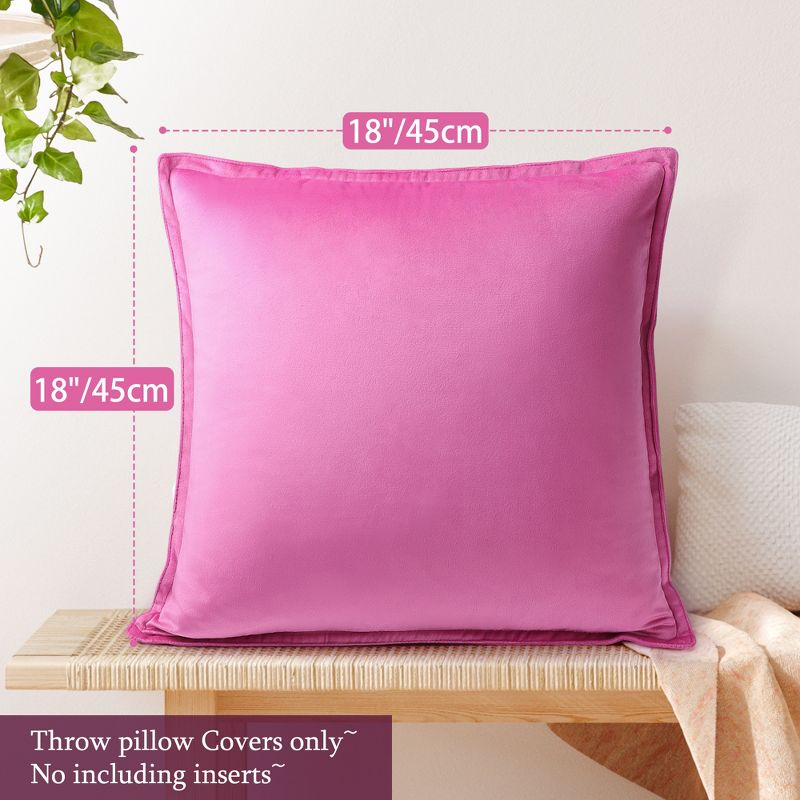 PiccoCasa Sofa Couch Decorative Soft Velvet Square Solid Throw Pillow Cover Hot Pink 18"x18"