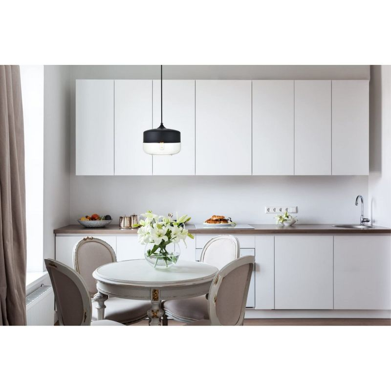 Elegant Lighting Ashwell 1 Light Black Pendant With Clear Glass