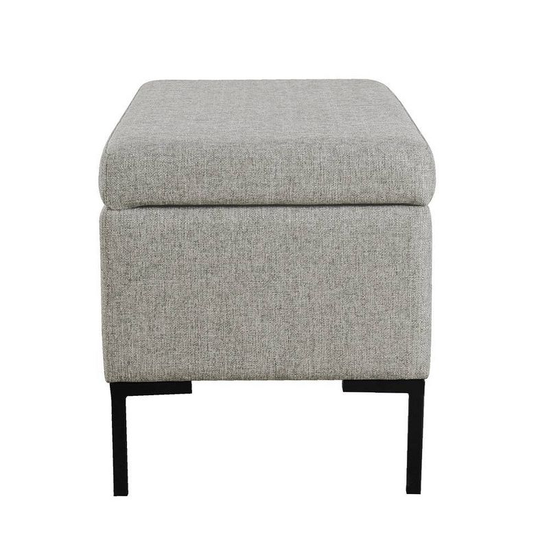 Medium Storage Bench with Metal Legs Gray Woven - HomePop